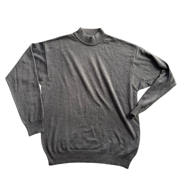 2/$18 SALE! Vtg Perry Ellis High Neck Sweater Mens L Merino Wool 90s Old Money - Picture 1 of 7